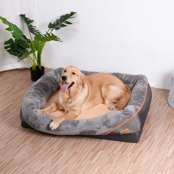 Jumbo Orthopedic Dog Bed with Memory Foam – Waterproof Bolstered Pet Sofa