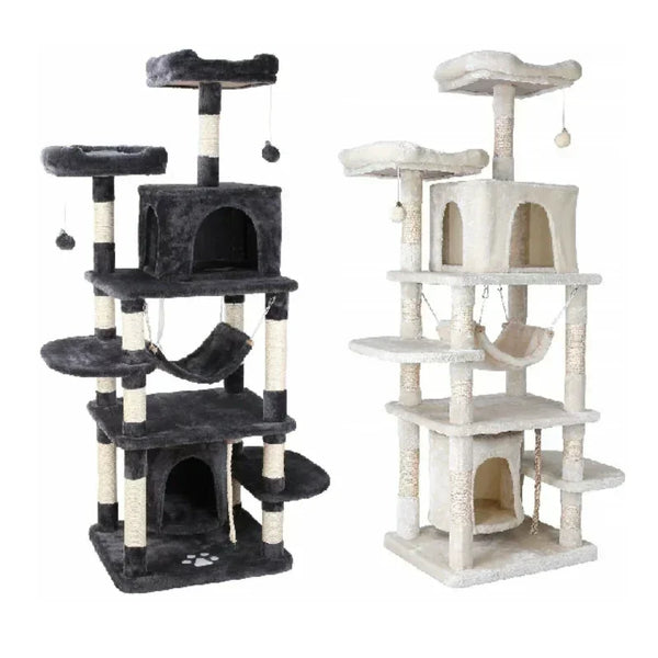 170cm Multi-Level Cat Tree Tower with Condos, Hammock & Scratching Posts