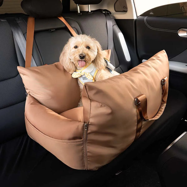 Luxury Waterproof Dog Car Seat Bed – Soft Travel Pet Bed with Safety Buckle