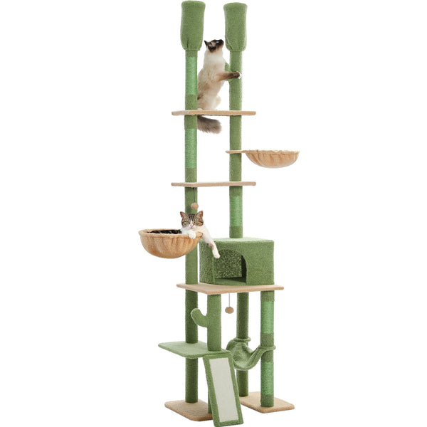 Cactus Cat Tree Tower – Floor to Ceiling Adjustable 7-Tier Climbing Tower