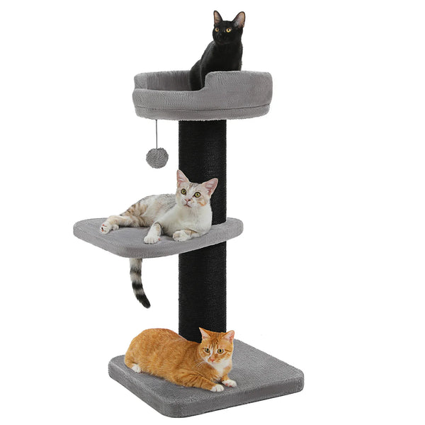 Cat Scratching Post Tower with Thick Sisal Posts & Flower Bed – 3-Tier