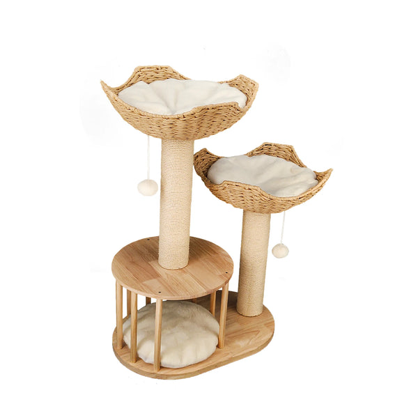 3-Tier Cat Tree with Condo, Plush Baskets & Sisal Scratching Posts for Indoor Cats