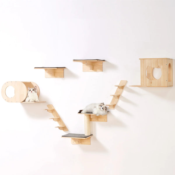 Wall-Mounted Cat Shelves & Perches – Climbing Set with Hammocks and Cat Tree