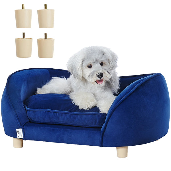 Pet Sofa Couch for Dogs and Cats with Velvet Cushion & Wooden Frame