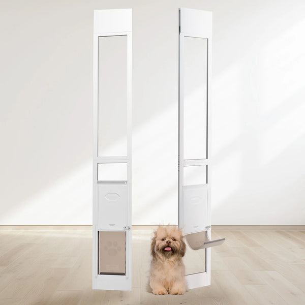 Adjustable Sliding Glass Dog Door with Aluminum Frame & Tempered Glass
