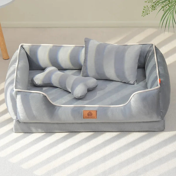 Luxury Velvet Dog Bed – Warm Winter Sofa with Removable Cushion & Thick Padding