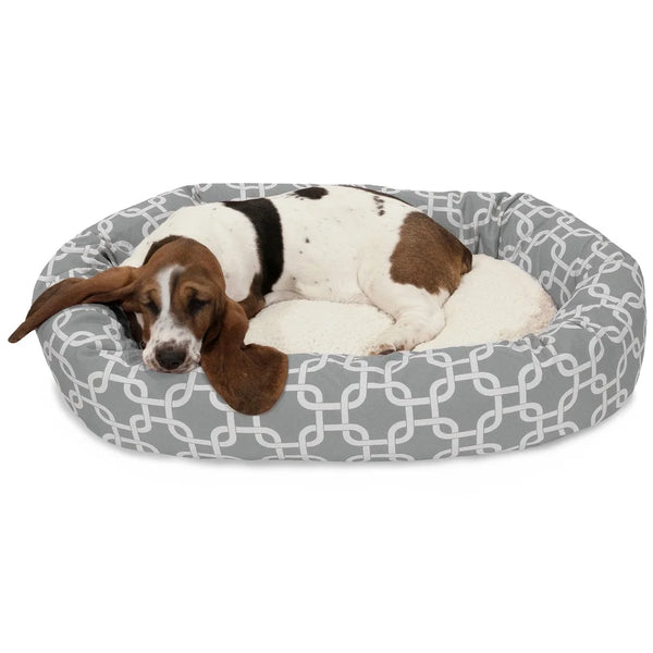 Washable Calming Plush Dog Bed – Cozy Round Bagel Bolster for Medium & Large Dogs
