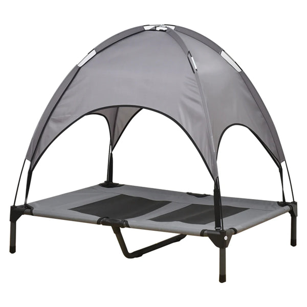Outdoor Elevated Dog Bed with Canopy – Cooling Portable Pet Cot for Camping