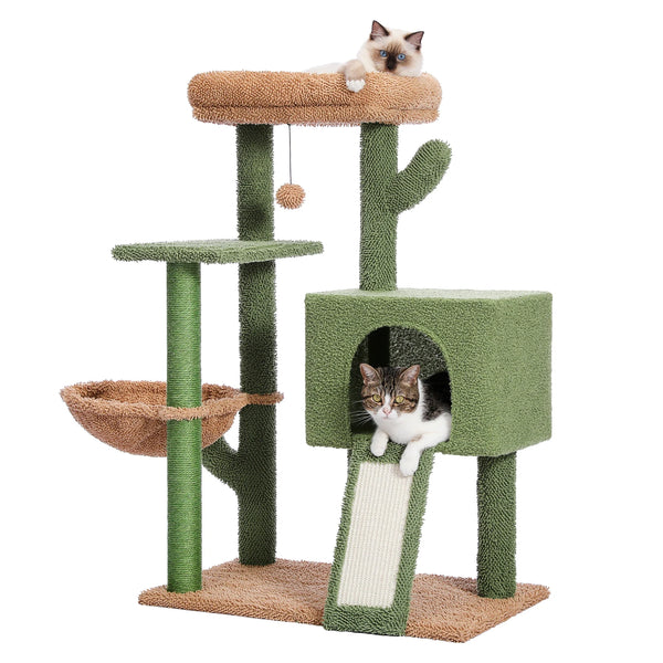 Cactus Cat Tree Tower with Condo, Hammock & Sisal Scratching Posts – 36" & 41"