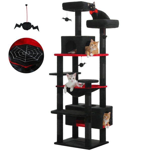 Multi-Level Cat Tree Tower for Indoor Cats with Hammock, Condo & Scratching Posts