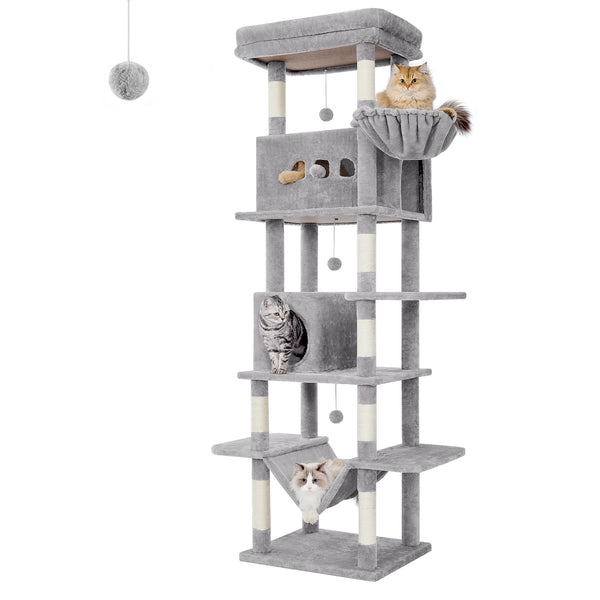 Extra Tall 7ft Cat Tree Tower – Multi-Level Cat Condo with Scratching Posts & Hammocks