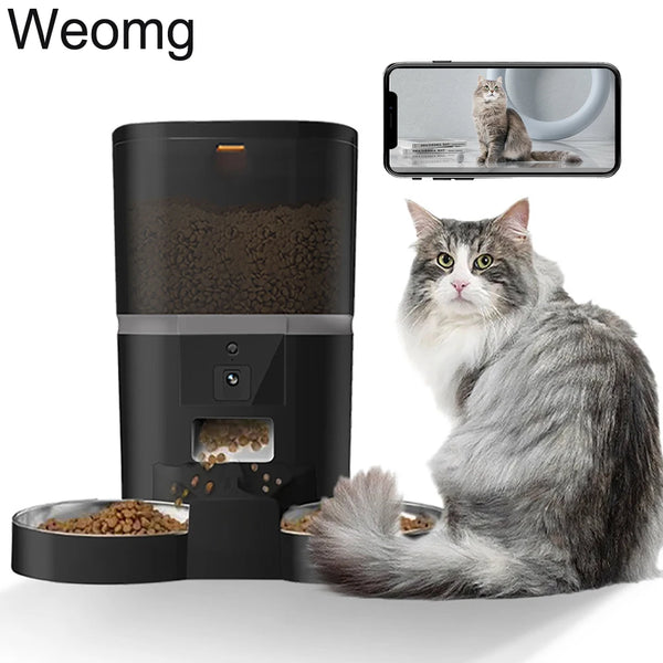 Smart Automatic Pet Feeder with Camera & App Control – Stainless Steel Bowl