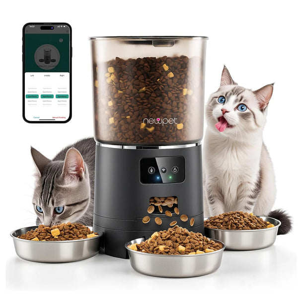 Smart Automatic Cat Feeder – 6L WiFi APP Control Pet Food Dispenser with Stainless Steel Bowl