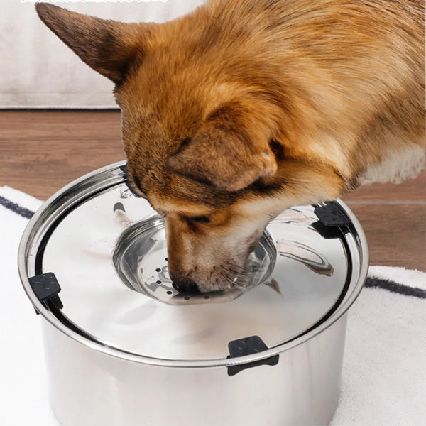 No Spill Stainless Steel Dog Water Bowl – Anti-Splash, Non-Slip Floating Dispenser for Home & Travel