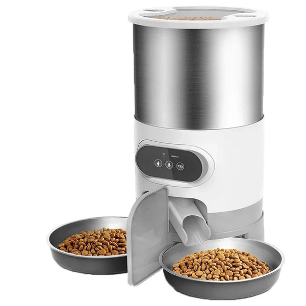 Smart Automatic Cat Feeder with App Control & Double Stainless Bowls – 4 Meals