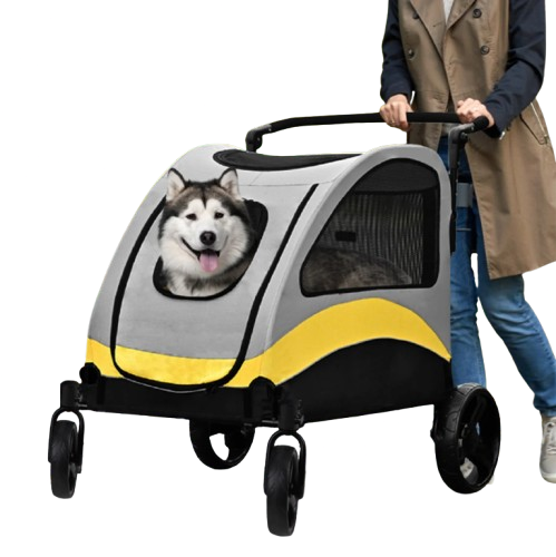 4-Wheel Foldable Dog Stroller – Travel Pet Jogger for Small to Large Dogs
