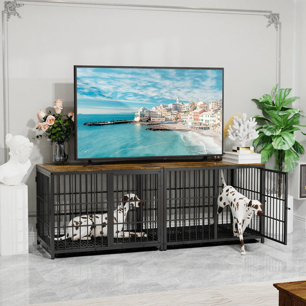 Dog Crate Furniture with 3 Doors & Removable Tray – End Table Kennel