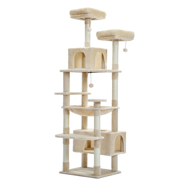 Large Cat Tree Tower for Indoor Cats with Condos, Hammock & Scratching Posts